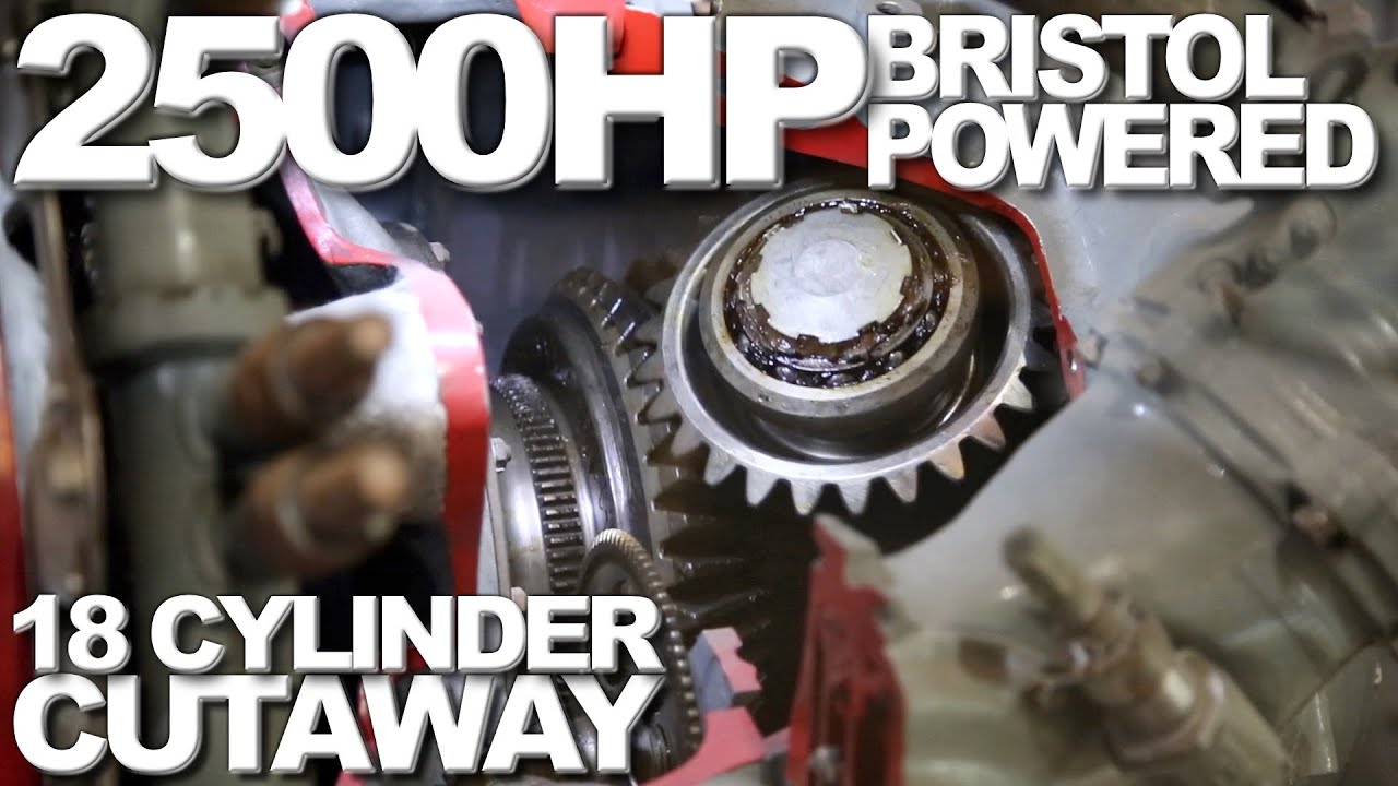 2,500hp Bristol 18-Cylinder 'Sleeve Valve' Radial CUTAWAY ENGINE IN MOTION