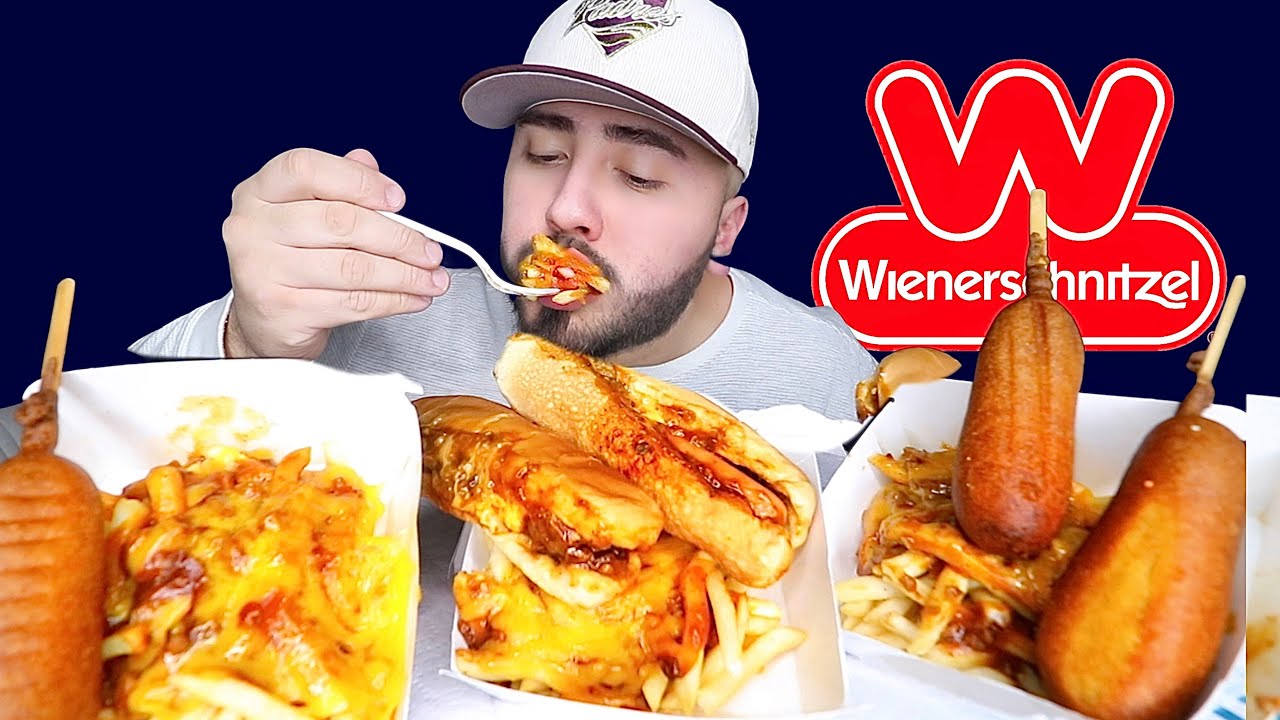 Chili Cheese Fries + Chili Cheese Dogs + Corn Dogs • Wienerschnitzel Mukbang • Eating Show