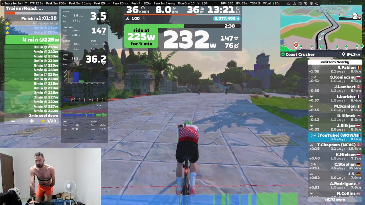 @Zwift Road to 300w+ (4.5w/kg)  Episode #1 @TrainerRoad  Tempo Session: Cumberland (w/LIVE Chat)