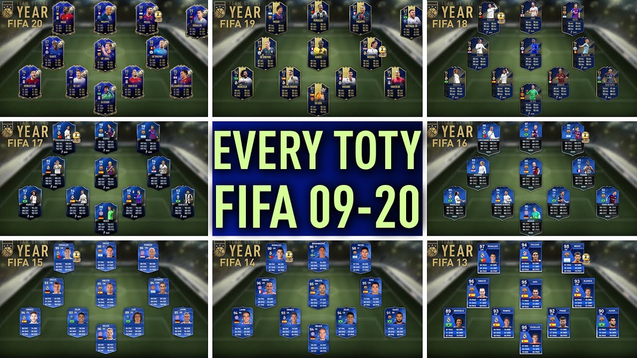EVERY TEAM OF THE YEAR from FIFA 09 to FIFA 20