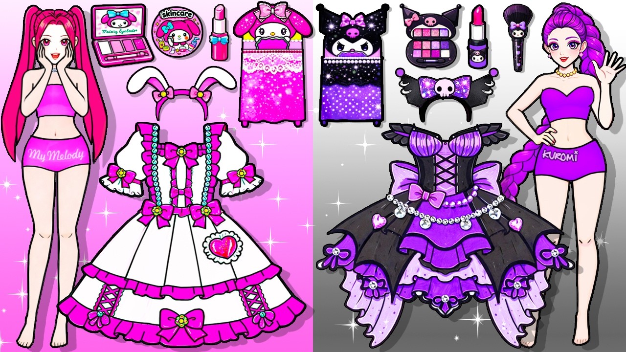 Розовый против черного 💗🖤 Набор для макияжа и переодевания Huntrix RUMI MIRA, ручная работа | Бум...