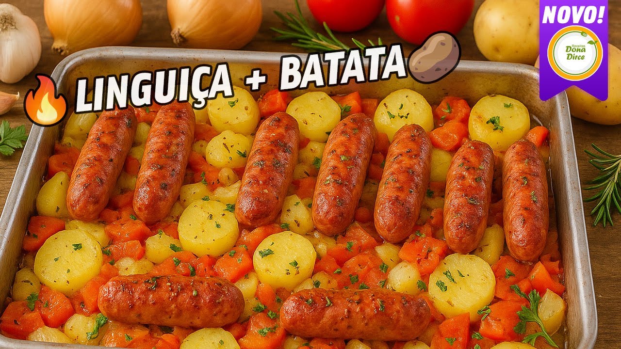 💰 RECEITA BARATA E DELICIOSA! Linguiça Assada com Legumes 🥔🔥 #162