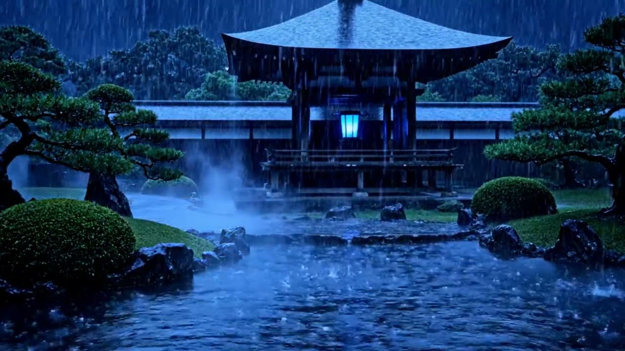 DEEP SLEEP GUARANTEED 🌧️ Rainstorm at a Japanese Pagoda