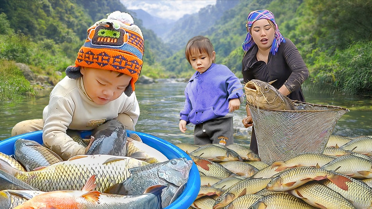 Great Joy Fishing: Chuc Duong Family Catching River Fish, Stream Fish and Pond Fish | Village Life