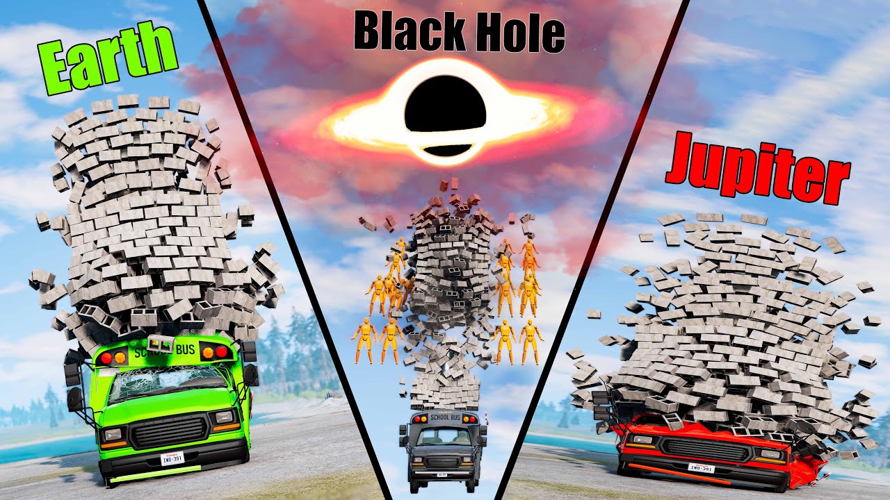 Gravity Difference #10 - Earth, Pluto, Jupiter, Mars, Black Hole - Beamng drive