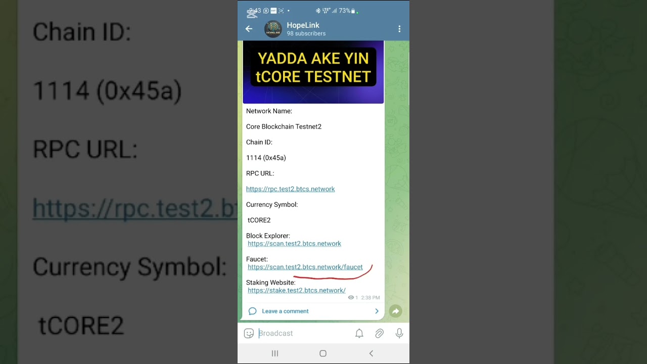 YADDA AKE TESTNET NA CORE