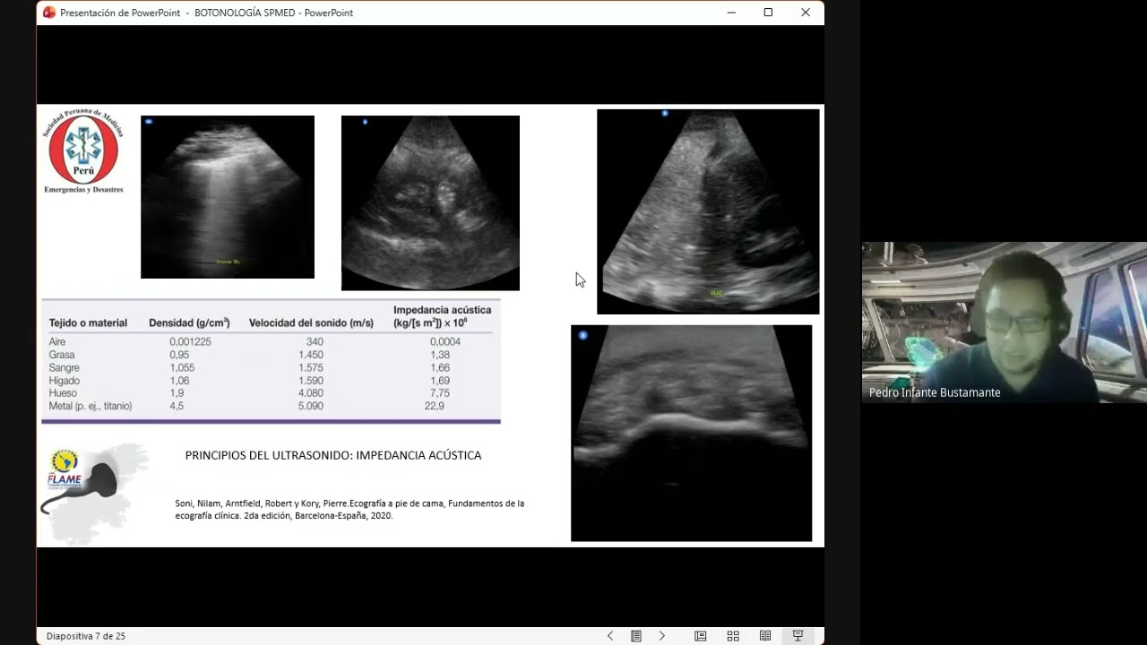 Bases físicas del ultrasonido y doppler; botonologia en el pocus (UPA). Dr. Pedro Infante. SPMED
