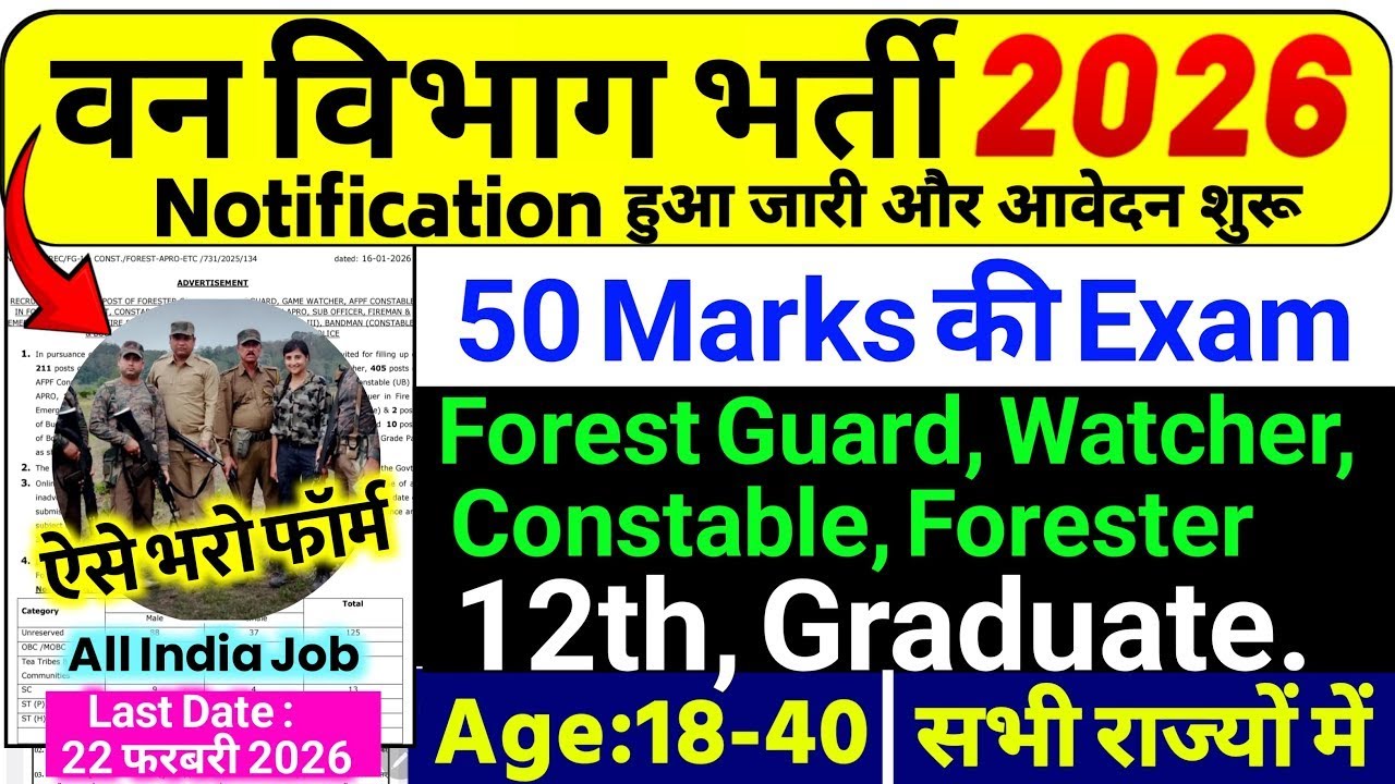 Forest Guard Recruitment 2026 | Forest Guard Vacancy 2026 | 12th Pass Govt Job | New Vacancy 2026