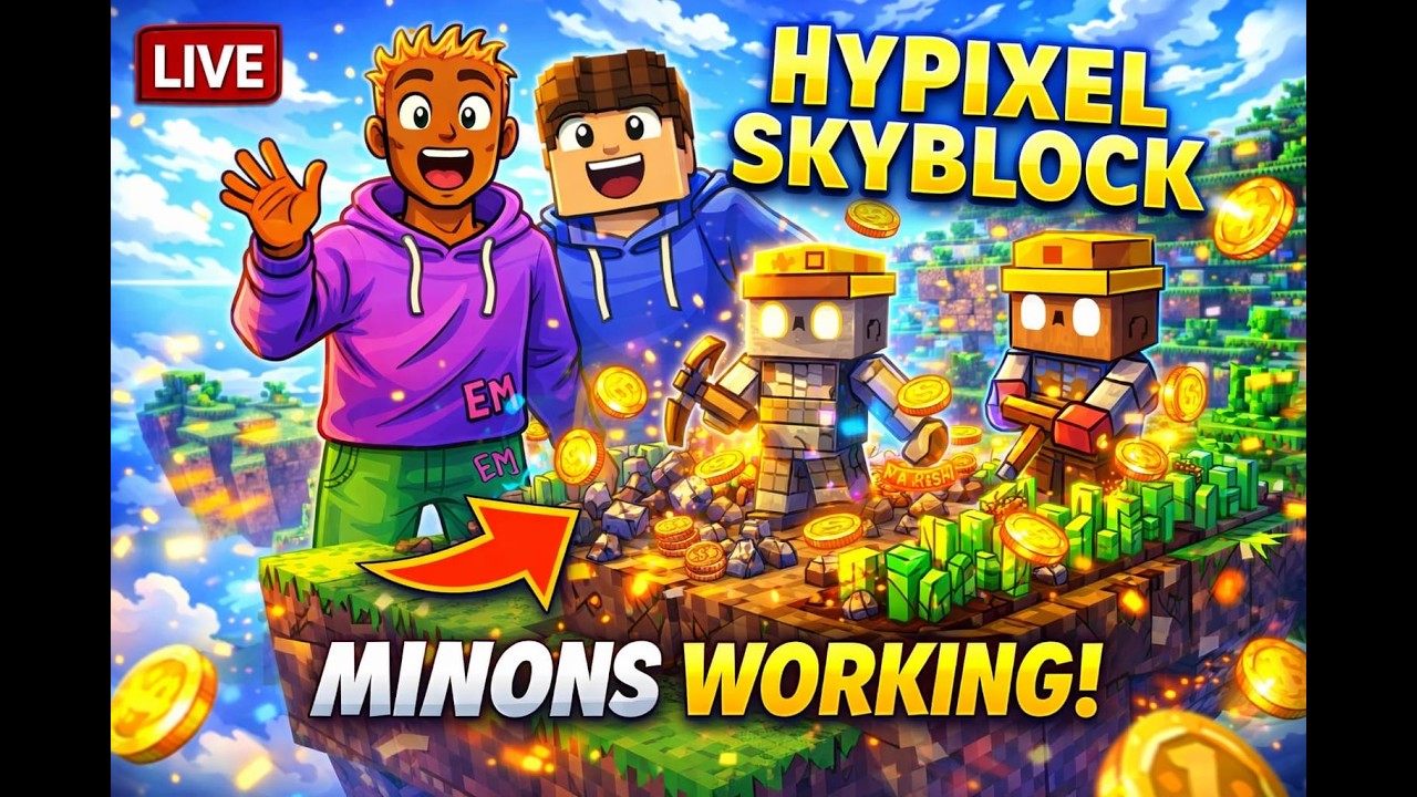 Minecraft Hypixel Skyblock LIVE! Beginner Grind, Money Making & Island Progress | EXPERTMUFFIN |