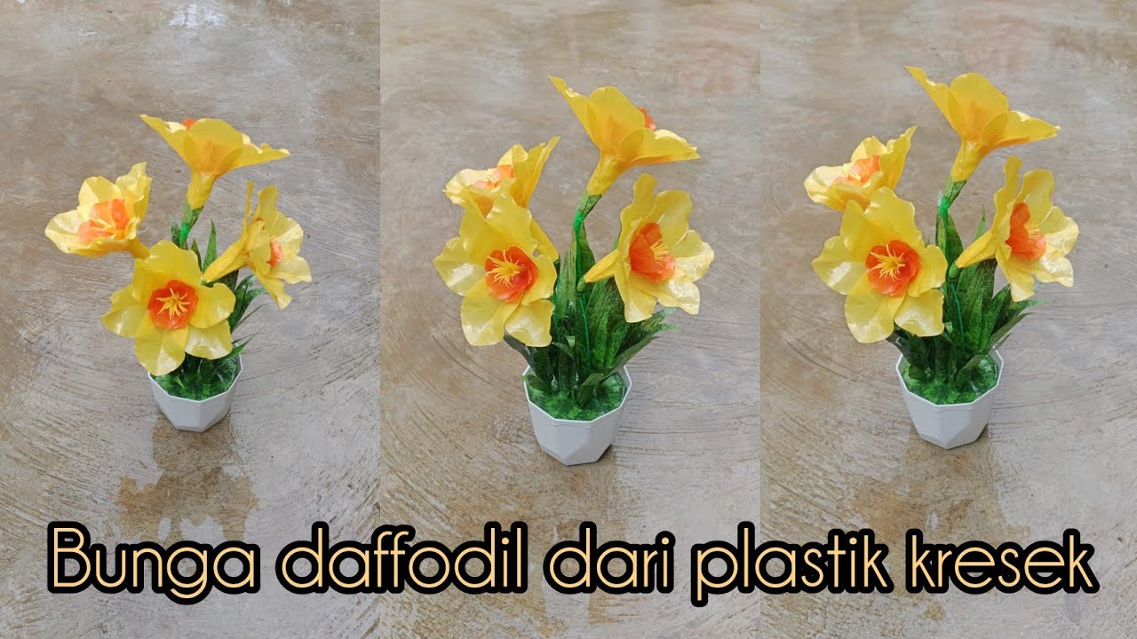 Cara membuat bunga daffodil dari plastik kresek
