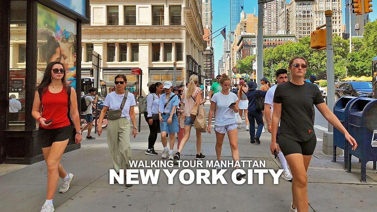 NEW YORK CITY WALKING TOUR MANHATTAN Bryant Park, 5th Avenue, 6th Avenue, Broadway, Union Square, 4K