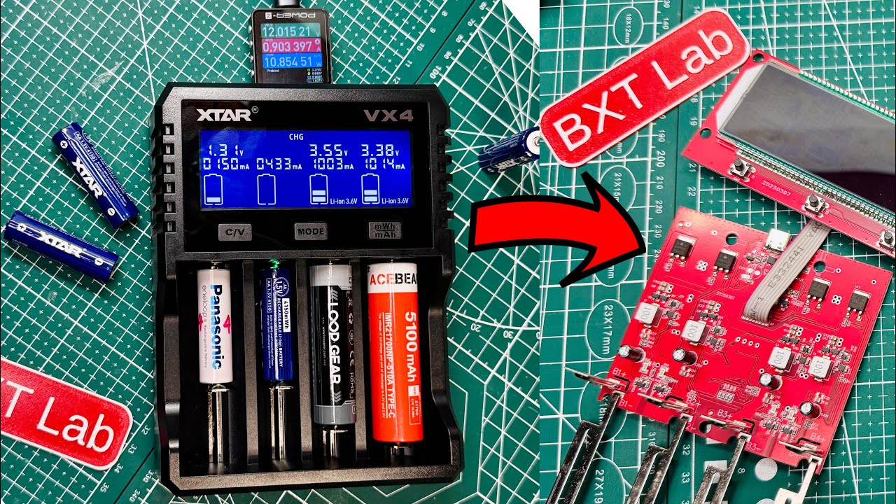 XTAR VX4 Charger & XTAR Li-ion AA battery - Review & teardown | Test và bung sạc XTAR VX4
