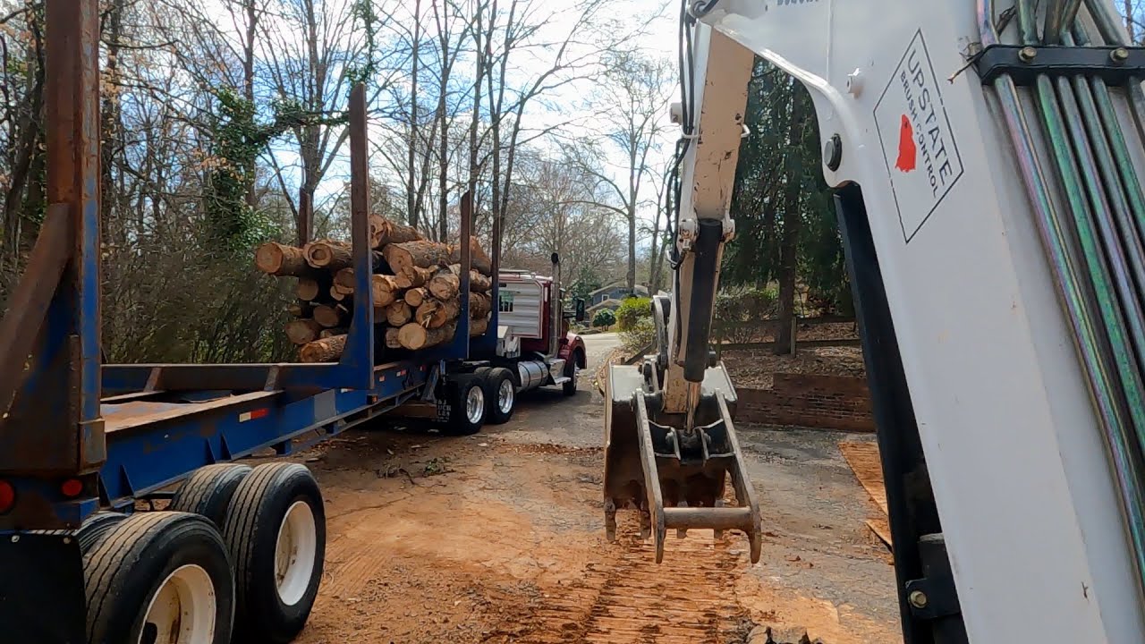 Delicate log loading in a TIGHT backyard and NARROW driveway