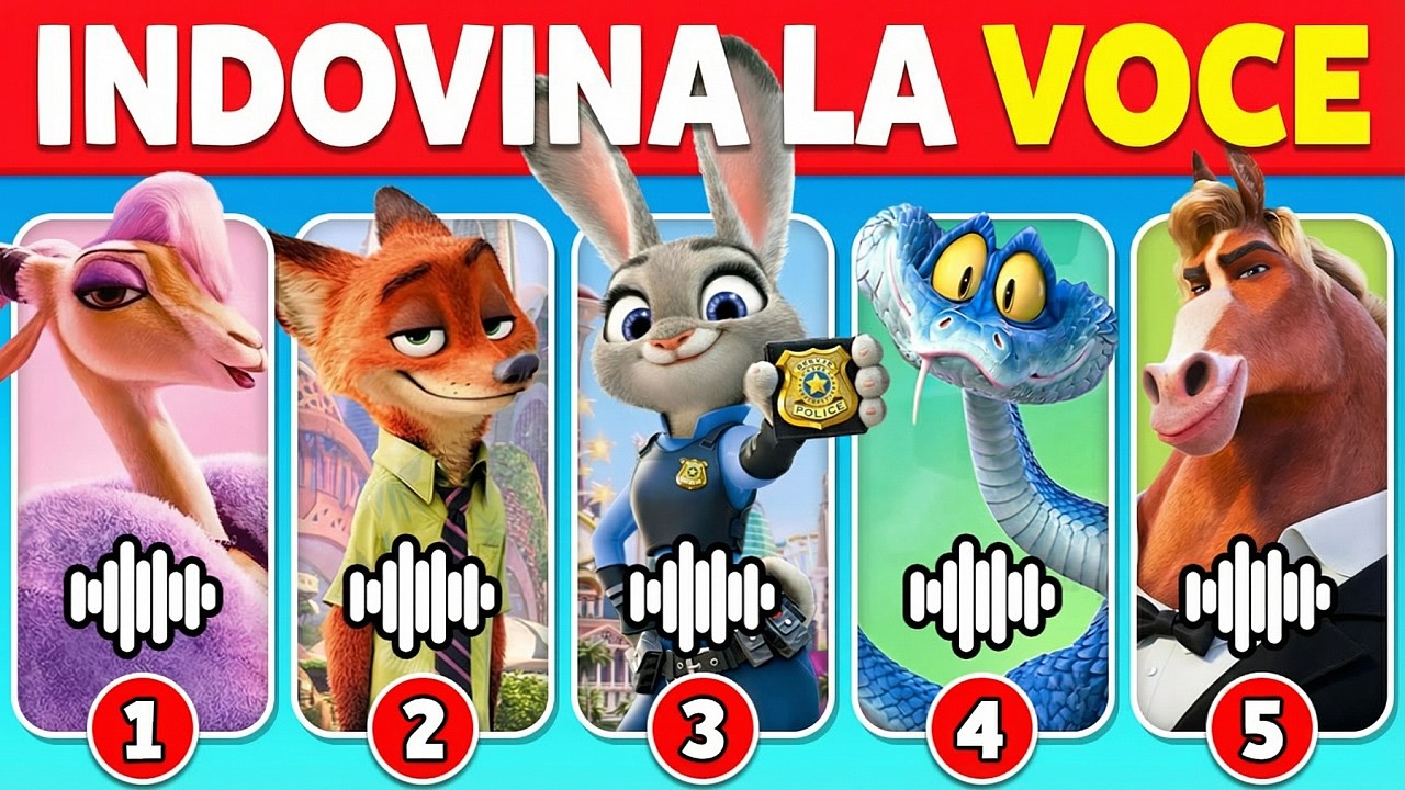 Indovina il personaggio di Zootropolis 2 dalla voce 🔊 Judy 🐰 Nick 🦊 Gary 🐍 Flash 🦥