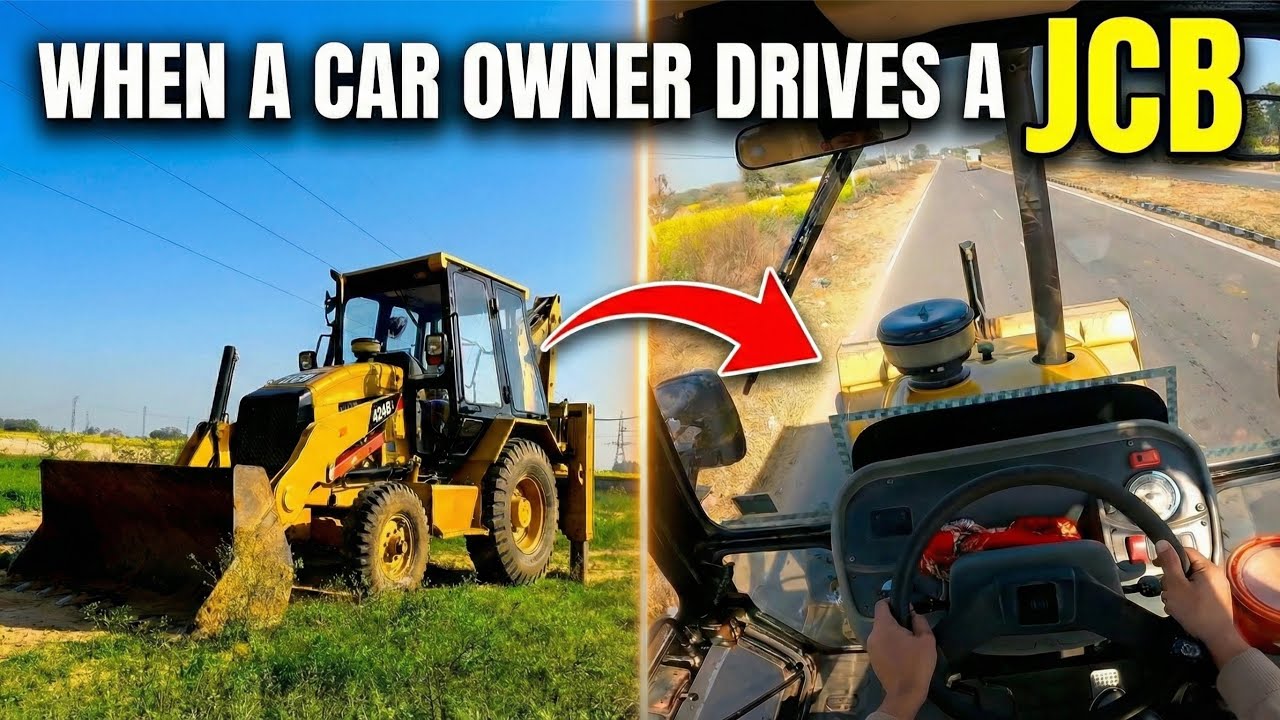 Driving JCB 🤩🔥JCB की खुदाई भी देखलो 😎 CAT Backhoe Loader 424B2 | Mechanical Jugadu