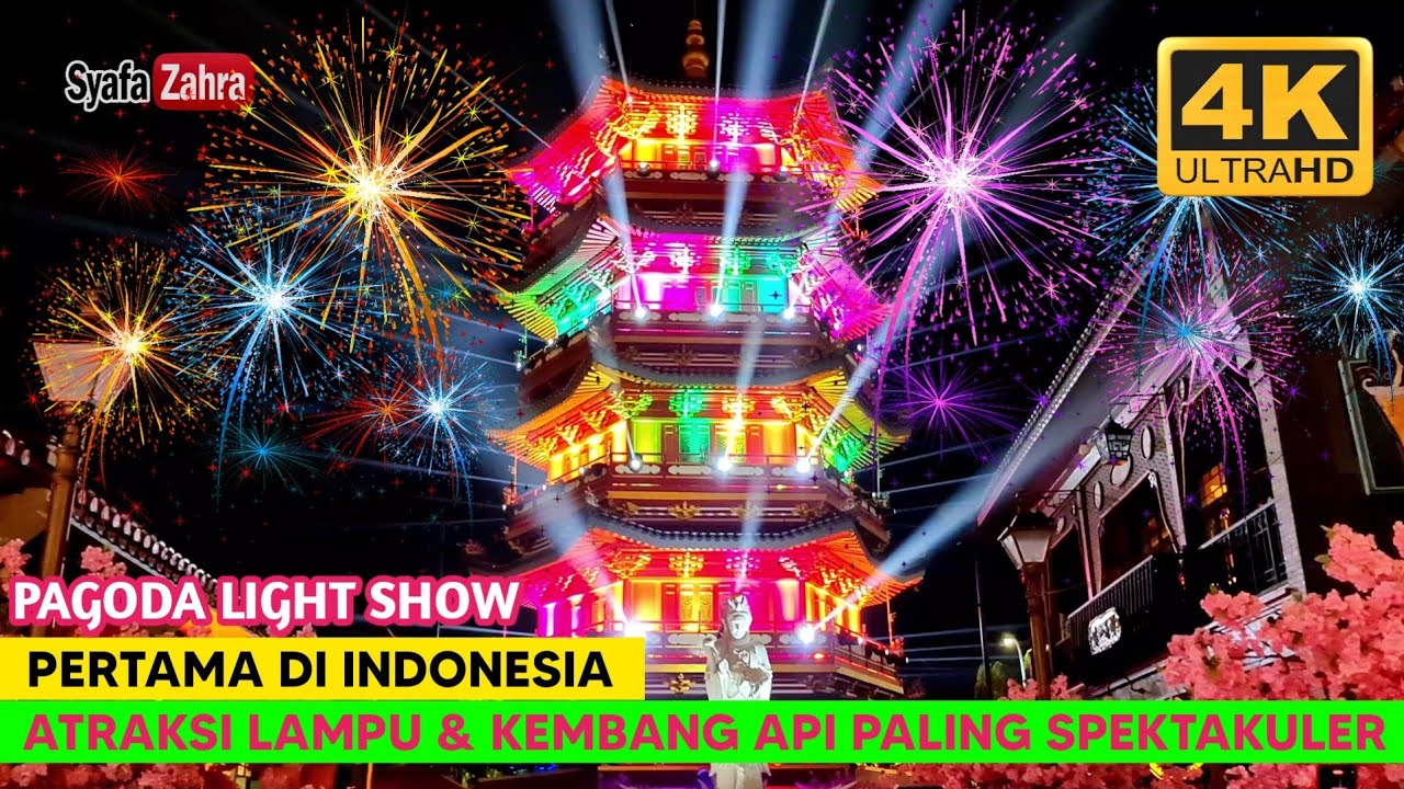 🔴 PERTAMA DI INDONESIA !! Atraksi Lampu dan Kembang Api - Pagoda Light Show Pantjoran PIK