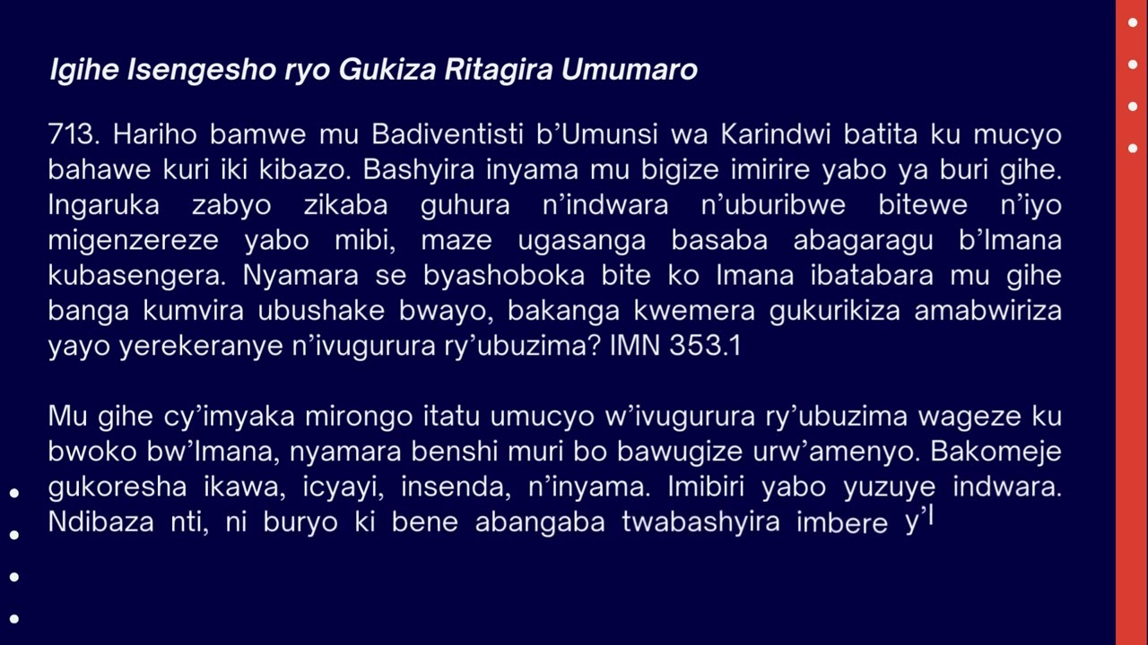 IMPAMVU URUKUNDO RW'IMANA RUTUMA ITUBUZA KURYA INYAMA | Igice cya II