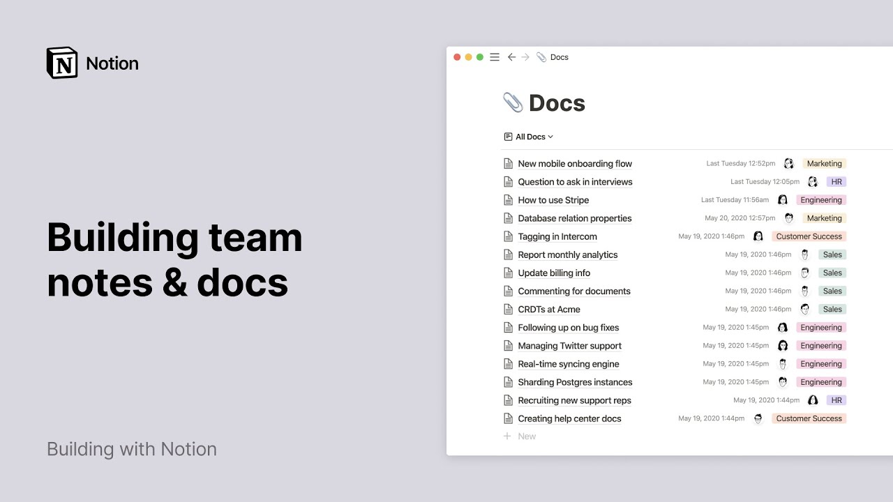 Build a team notes & docs database in Notion