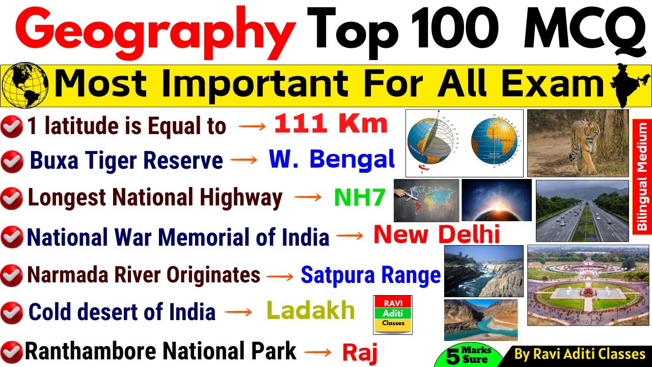Top 100 Geography MCQs | Geography Gk MCQs Questions And Answers | Most Important 100 MCQs |