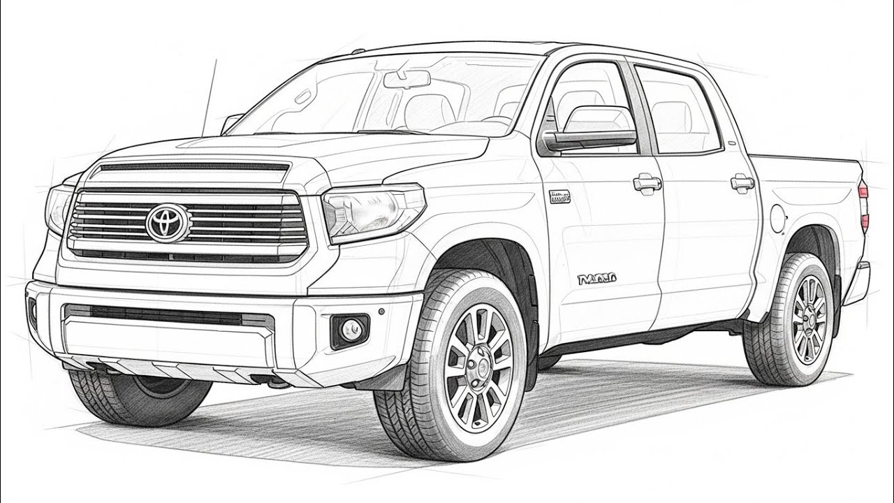 Toyota Tundra Sketch Drawing | Easy Step-by-Step Tutorial for Beginners