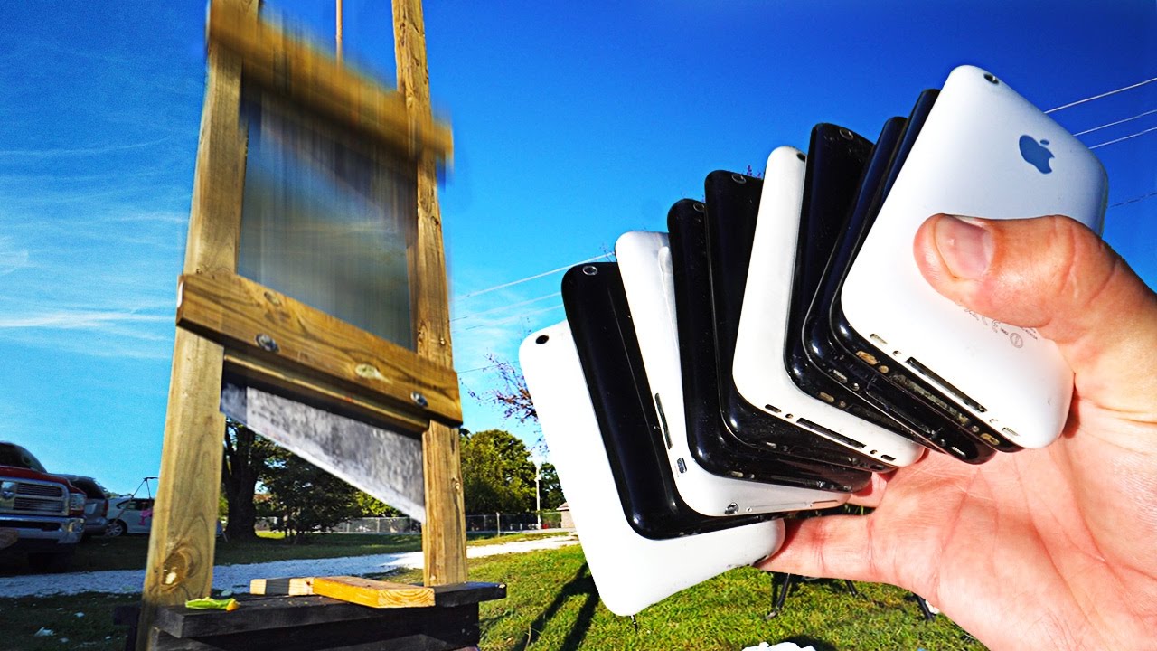 How Many iPhones Can a 12 FT Guillotine Slice Through?