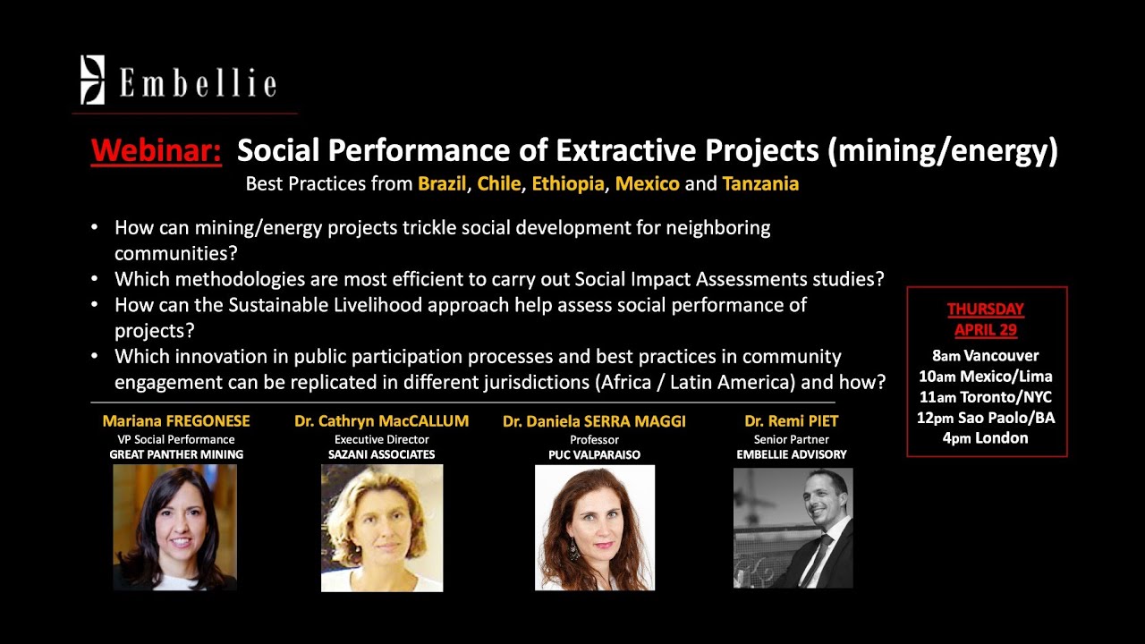 Social Performance Of Extractive Projects (mining/energy)