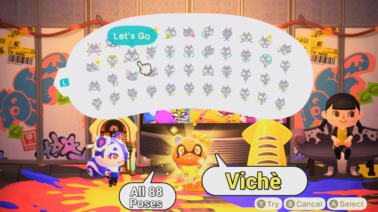 AC New Horizons 3.0 | Viche All Every 88 Reaction Poses [4K.SW2]