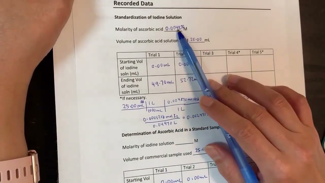 Vitamin C Redox Titration Lab Calculation Help