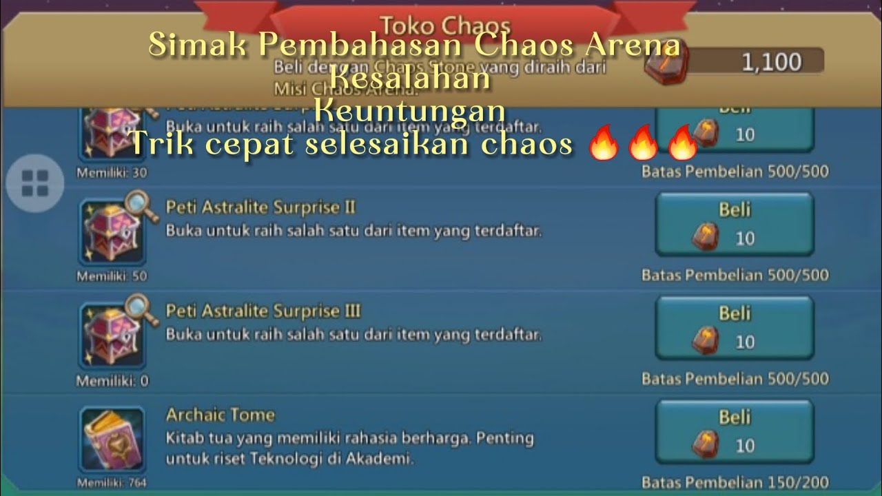 3 hal banyak yang belum diketahui Tentang Chaos Arena 🔥🔥🔥 #lordsmobile #f2p