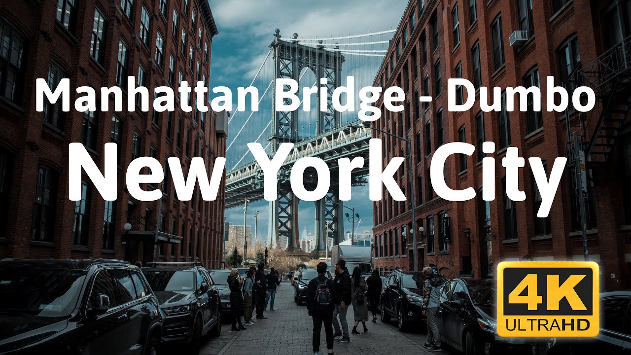 NYC New York City Dumbo Manhattan Bridge and Brooklyn Bridge |  Full Walking Tour【4K 60fps】