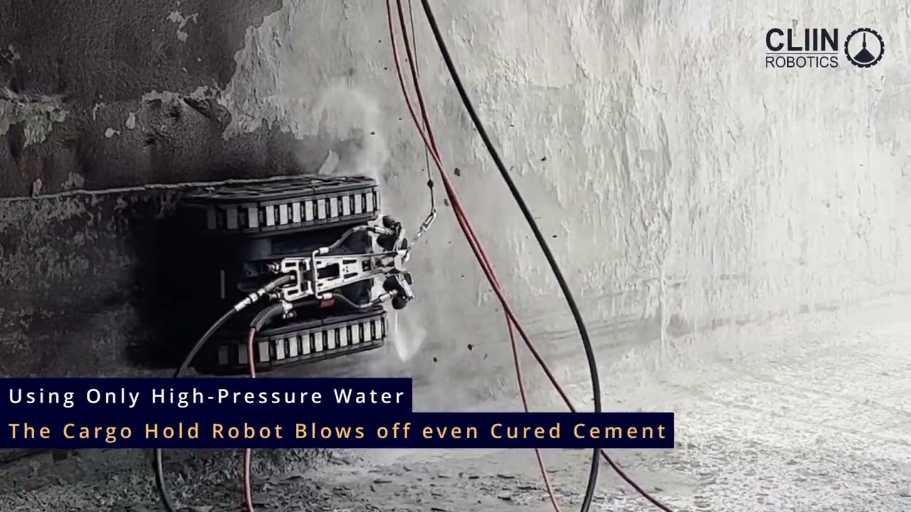 Cargo Hold Robot Cleaning Cured Cement