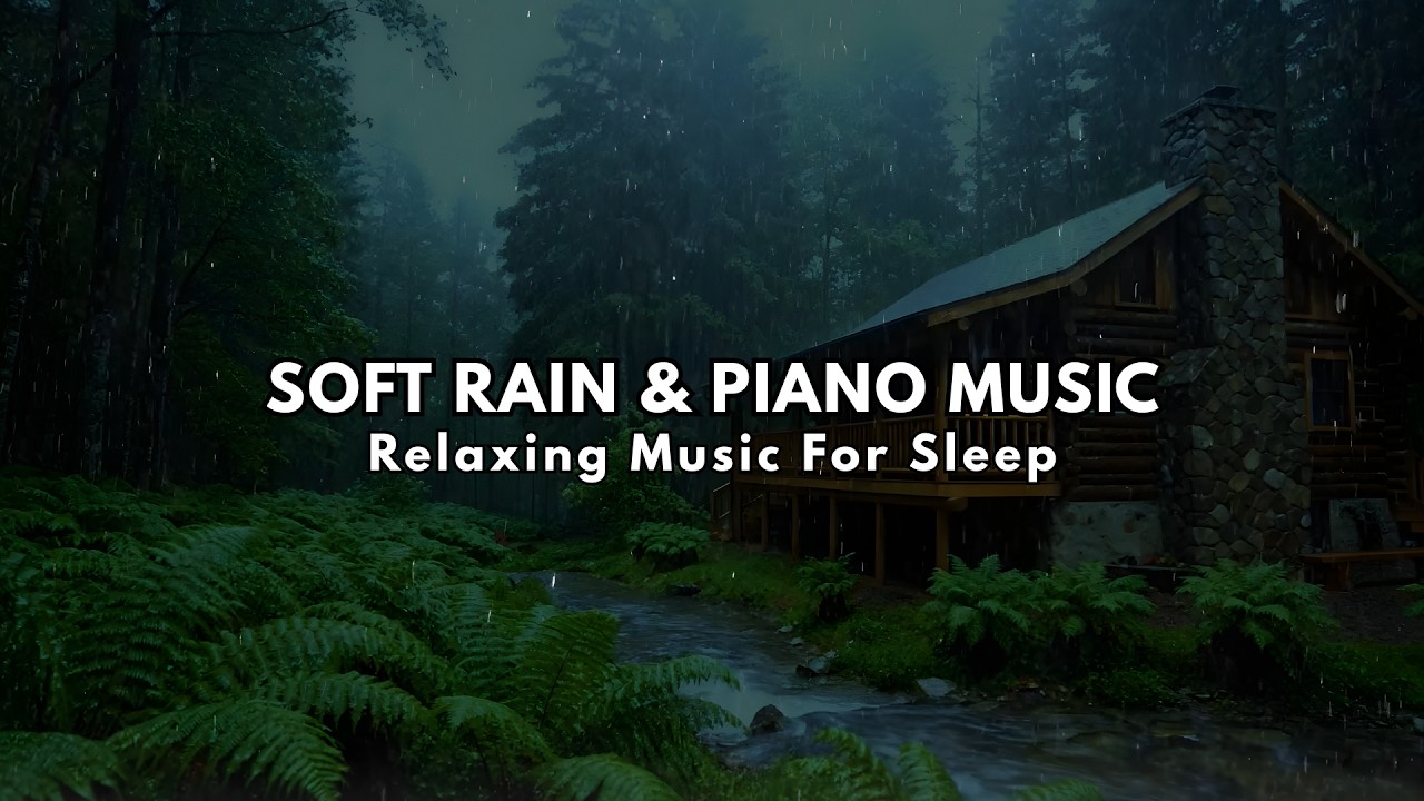 Cozy Rainy Night at a Forest Cabin 🌧️ | Rain Sounds & Soft Piano for Deep Sleep