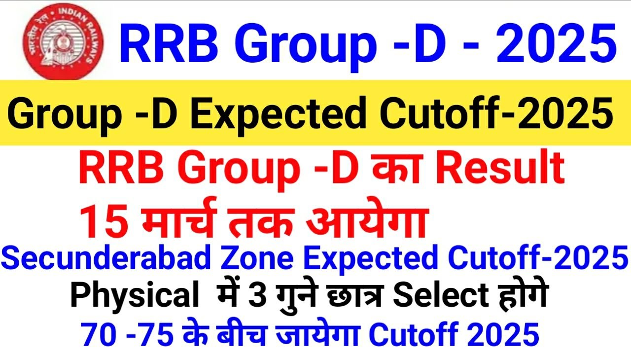 RRB Group -D Expected Cutoff-2025, RRB Group D का Result 15 March तक आयेगा, RRB Group -D Expected,
