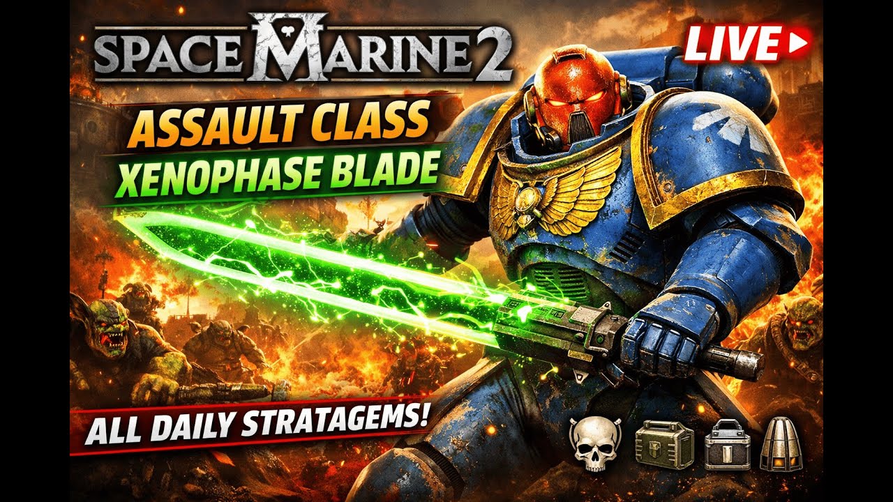 Space Marine 2 LIVE – Assault Class | ALL Daily Stratagems in One Stream