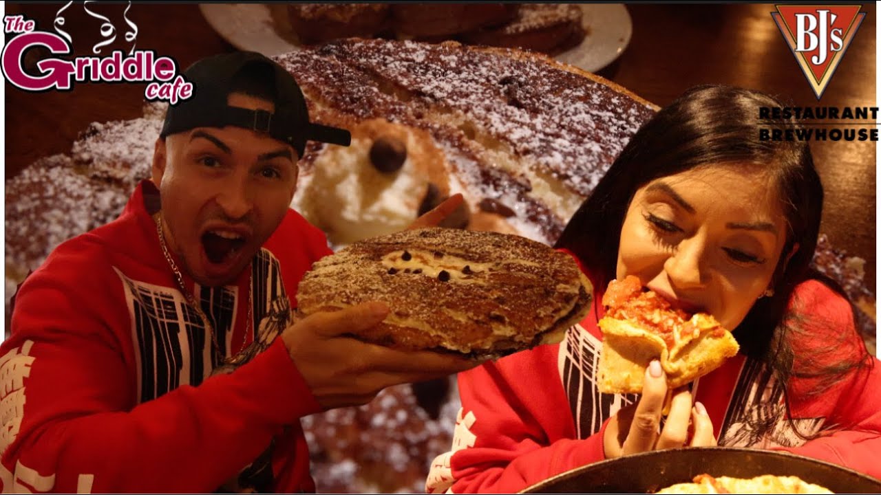 Cheat Day | EATING The Griddle Cafe Massive Pancakes and PB French Toast BJ's Restaurant Pizza Wings
