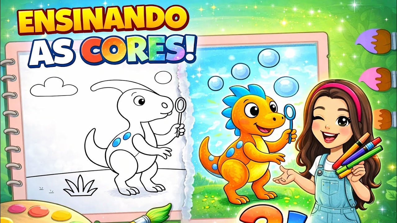 DINOSSAUROS COLORIDOS! 🌈 Aprenda as Cores Brincando