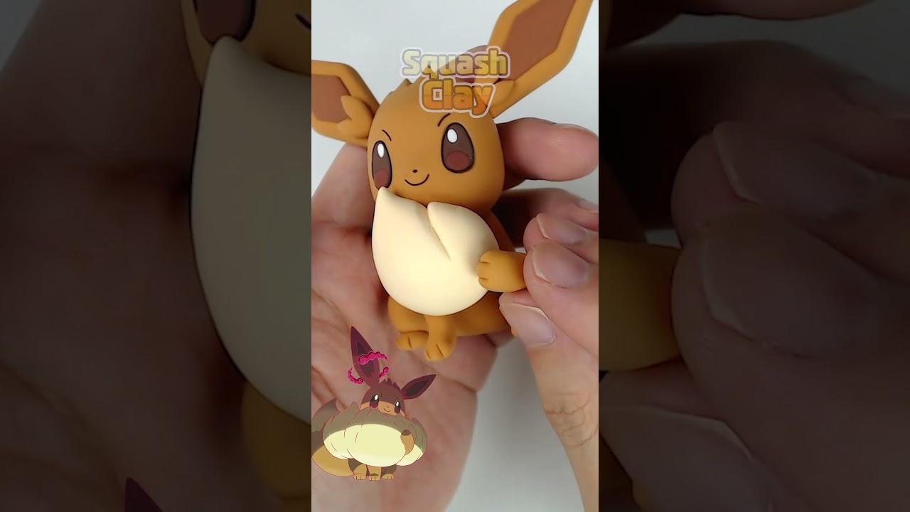 Making Gigantamax Eevee Pok&eacute;mon out of clay #art #handmade #Pokemon #satisfying