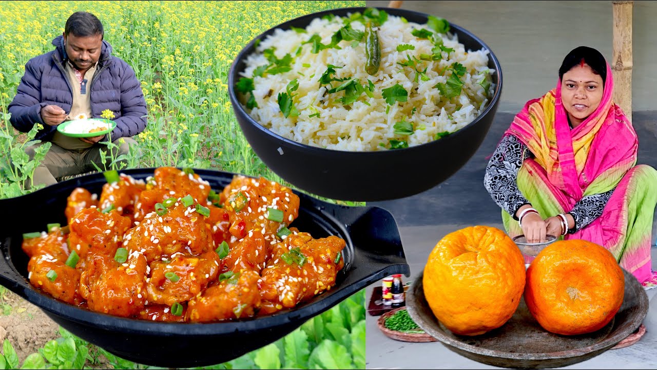 কমলালেবু চিকেন & ধনিয়া রাইস এইভাবে বানালে সবথেকে ভালো স্বাদ হয় / Komla Labu Chicken & Dhania Rice