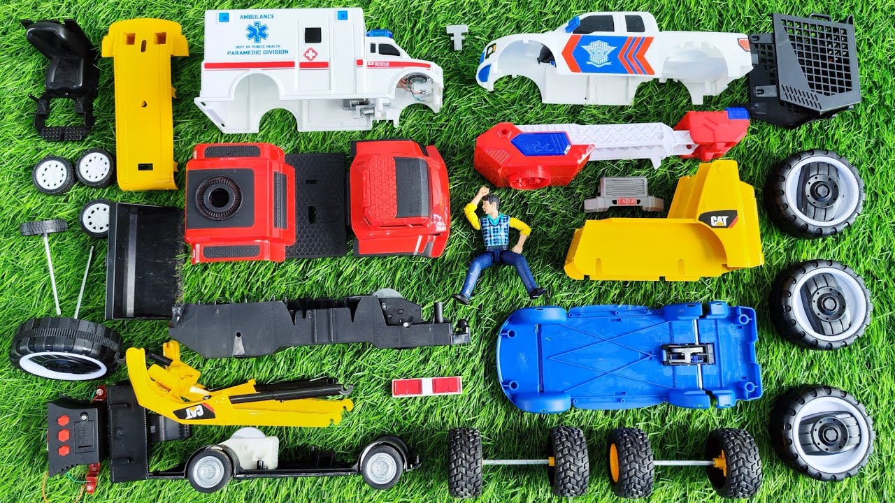Merakit Mainan Rusak | Mobil Polisi, Ambulans, Truk Pemadam, Bulldozer