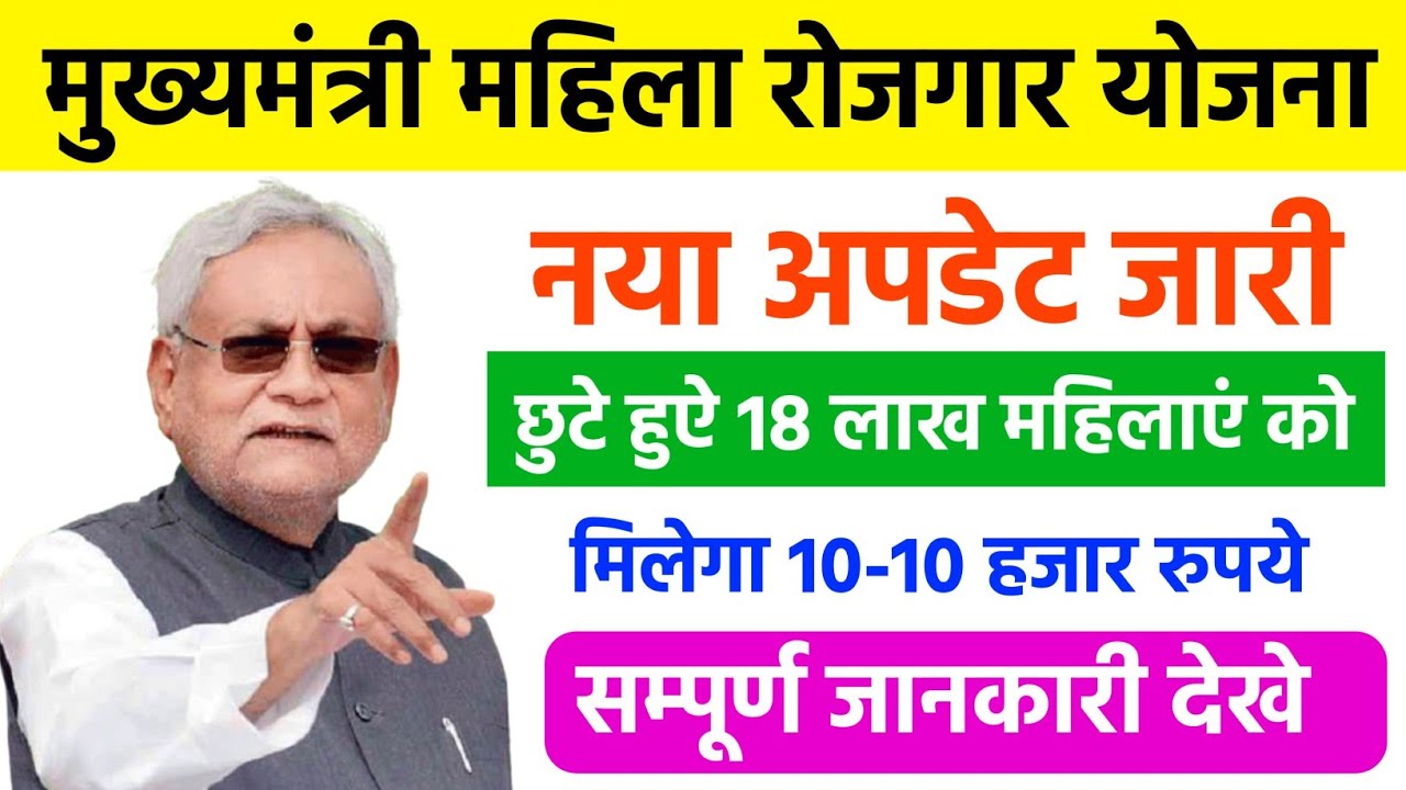 Bihar Mahila Rojgar Yojana l 18 लाख महिलाएं को मिलेगा 10-10 हजार 