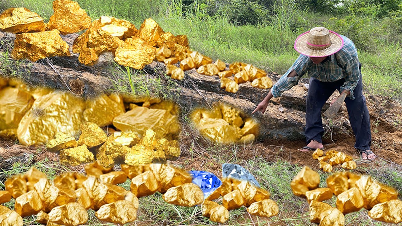Amazing Found Gold Diamond Pearls Gold Under stone by a gold skill man