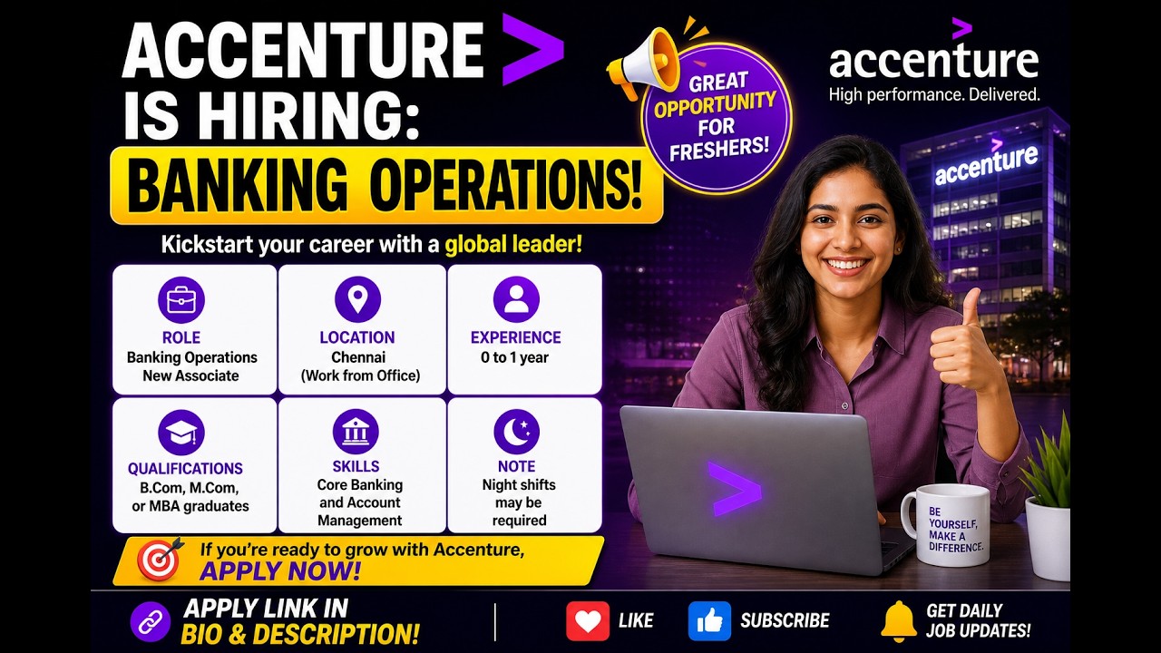 Accenture Hiring 2025🔥 Banking Operations Role | Freshers Apply Now | Chennai Jobs #careercommunity