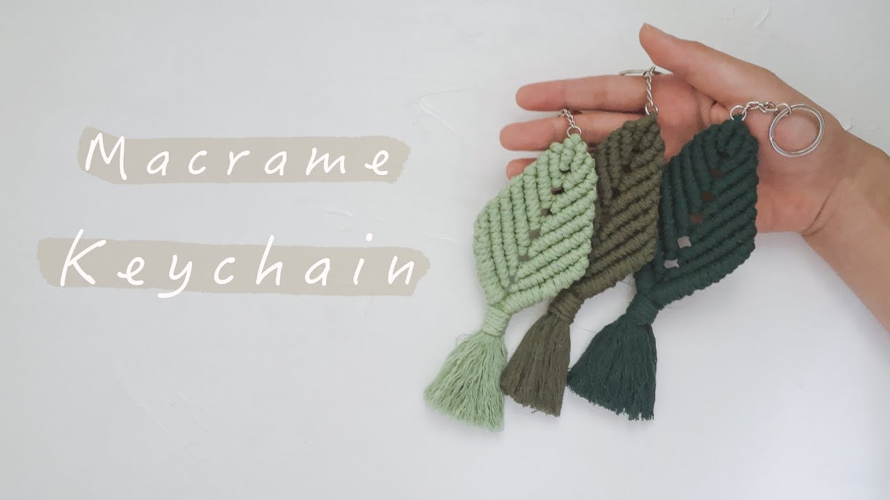 Macrame Leaf Keychain｜DIY Key Ring Tutorial | Macrame Leaf Pattern