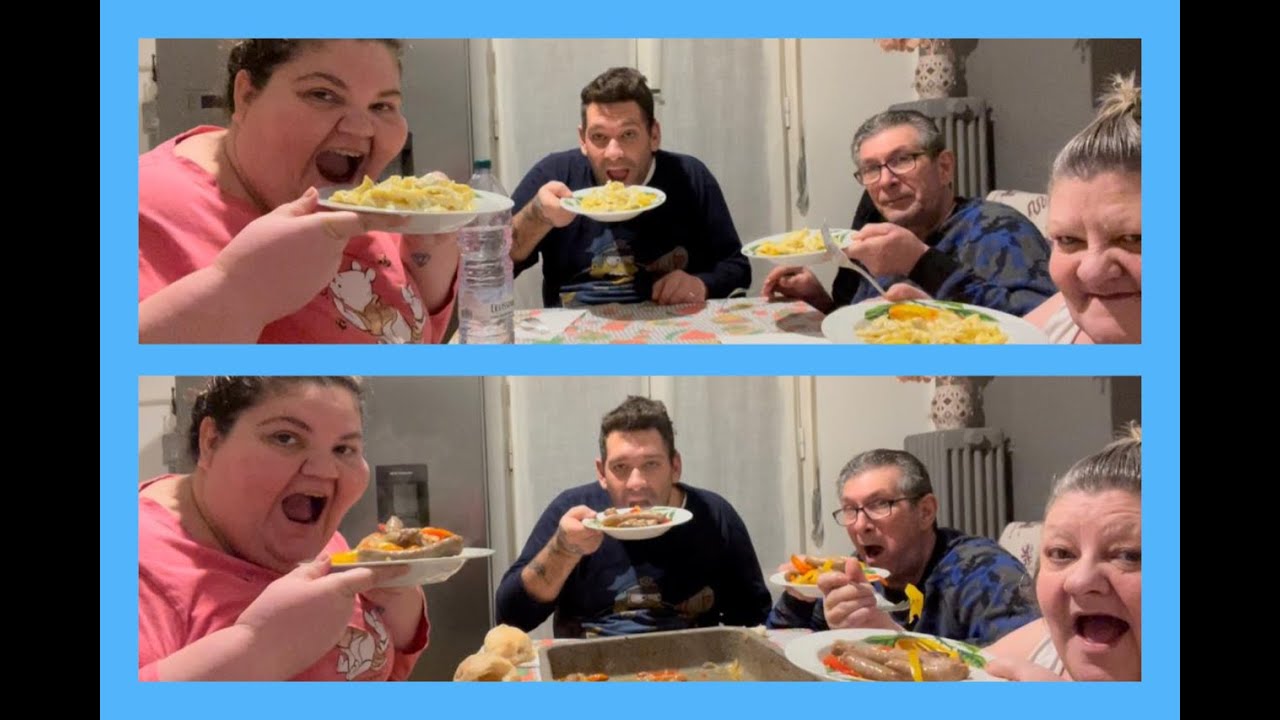 EATING SHOW MUKBANG ITA A CONDUZIONE FAMILIARE TORTELLINI CON PANNA SALSICCIA CON PEPERONI E CIPOLLA