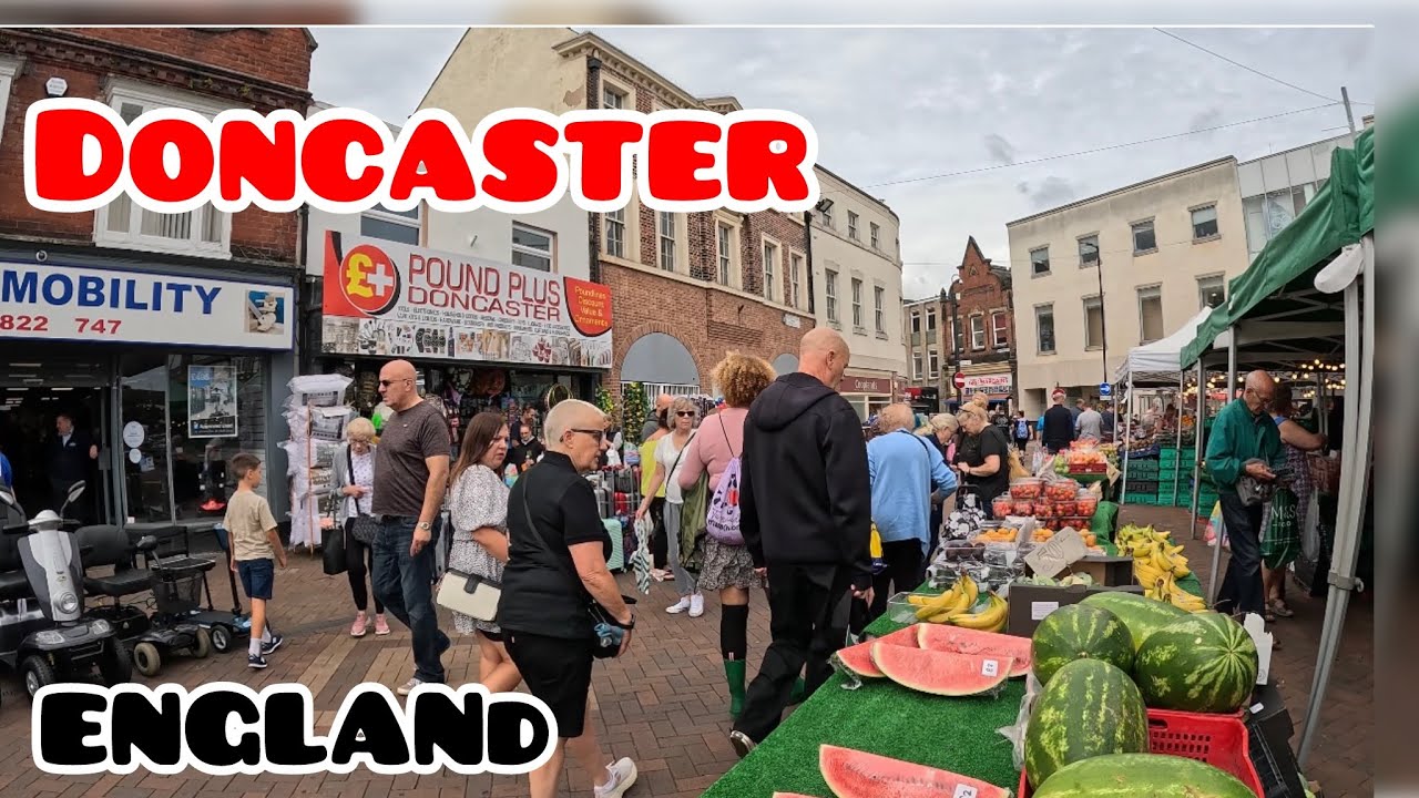 Early Morning short walk tour to Doncaster Market, South Yorkshire. ENGLAND 2025