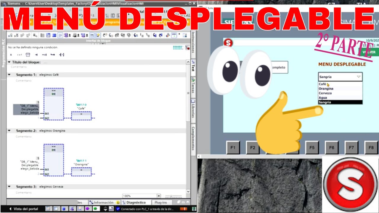 Crear 𝐌𝐄𝐍Ú 𝐃𝐄𝐒𝐏𝐋𝐄𝐆𝐀𝐁𝐋𝐄 en WinCC TIA Portal - PLC ESPAÑOL 🌠!!! 145