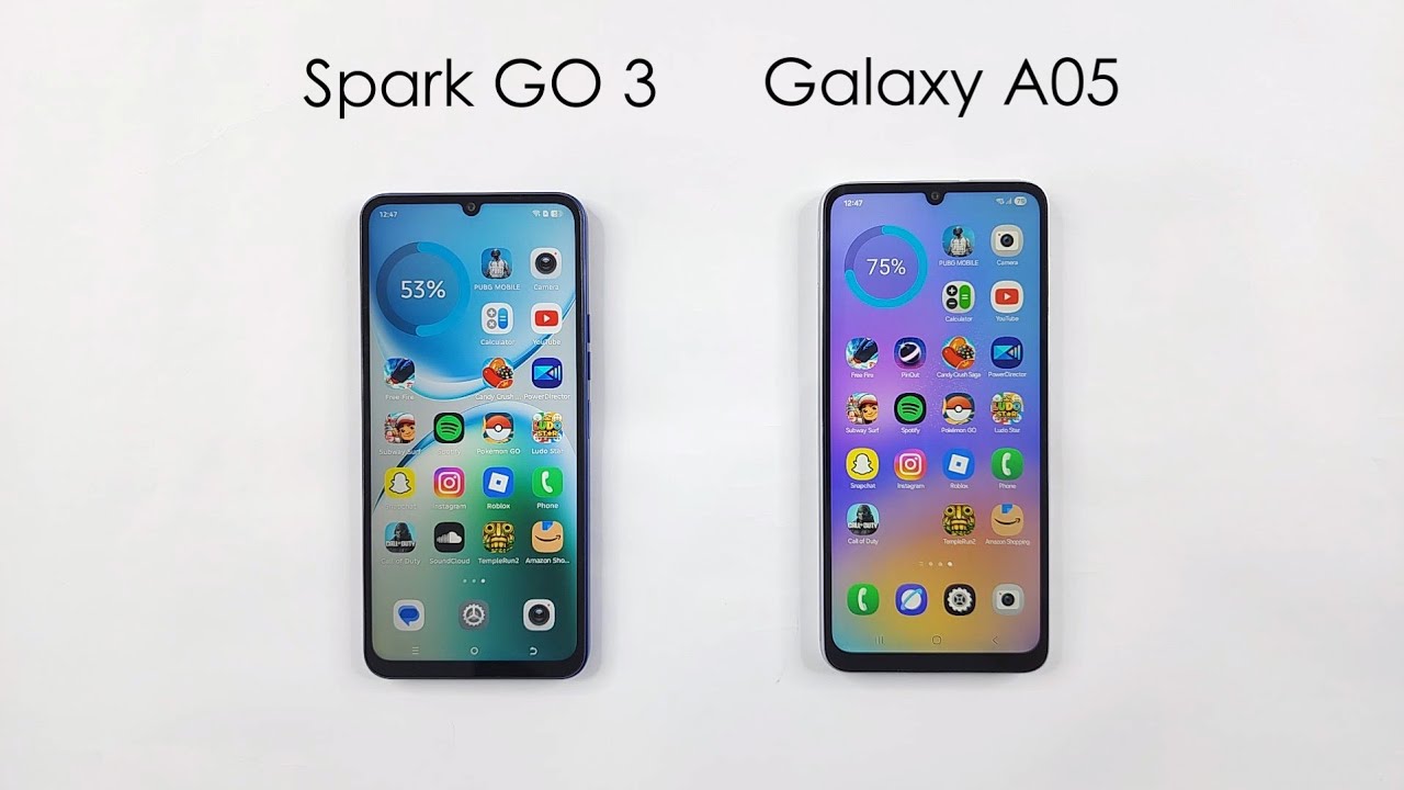 Tecno SPARK GO 3 vs Samsung A05 - Speed Test 