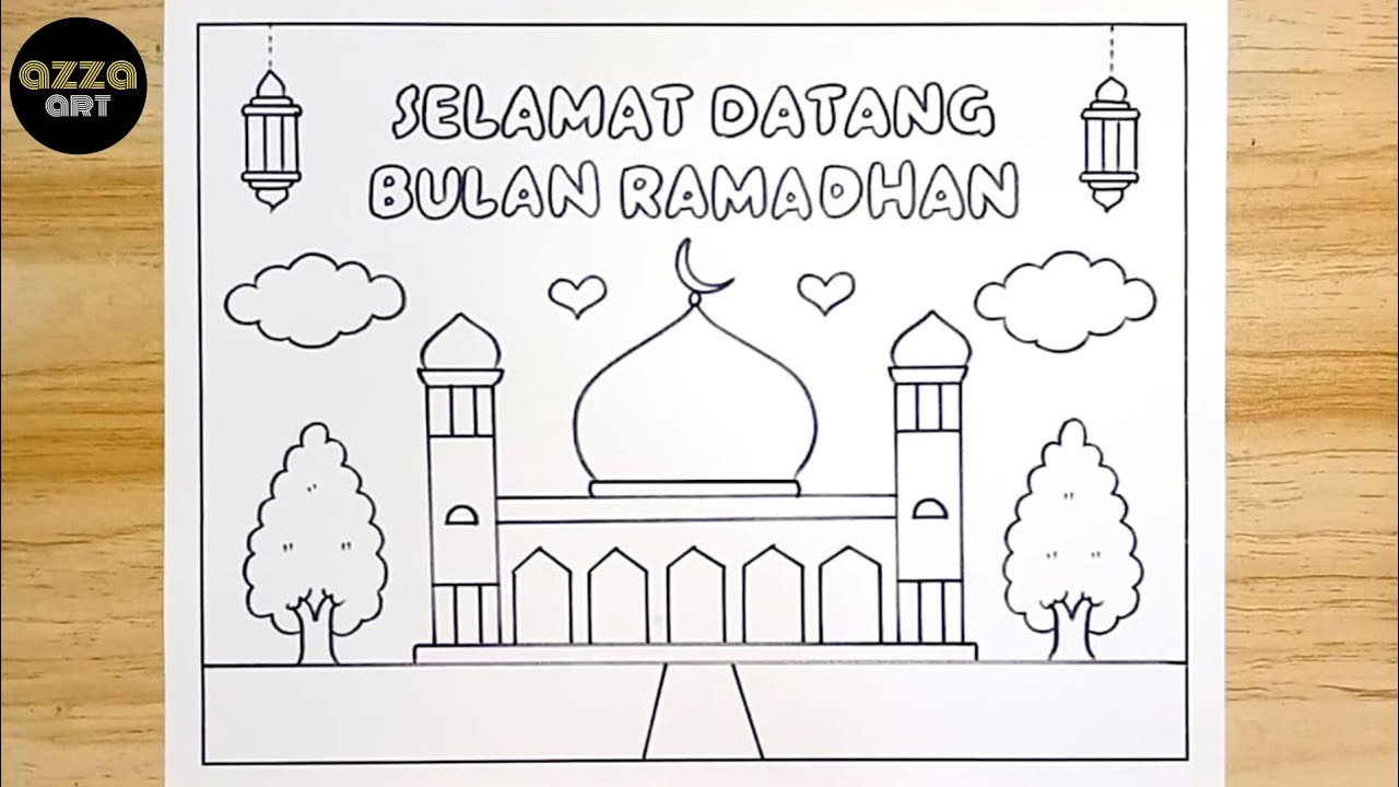 Menggambar Poster Ramadhan 1447 yang Mudah dan Simpel 💚 Gambar Poster Ramadhan 2026 💚