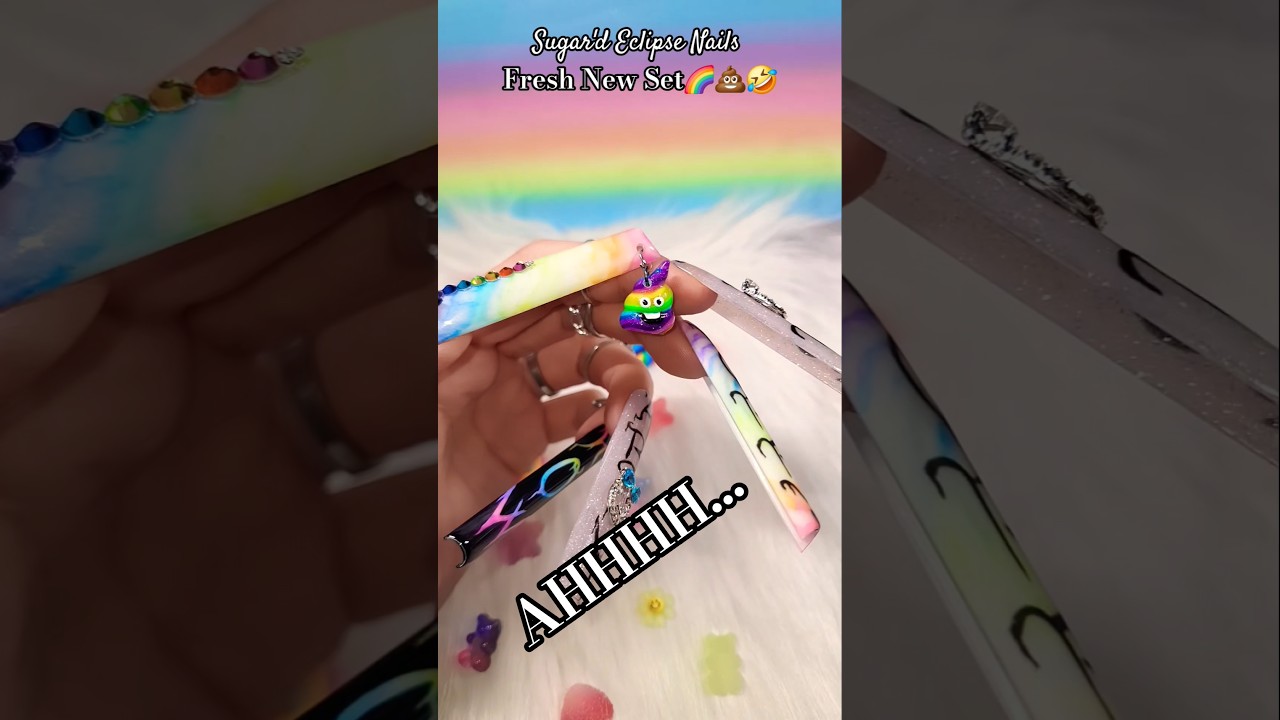 Freestyle Nailss 🌈💩🤣 #nails #nailart #diynails #relatable #4urpage #nailinspo #fypシ゚