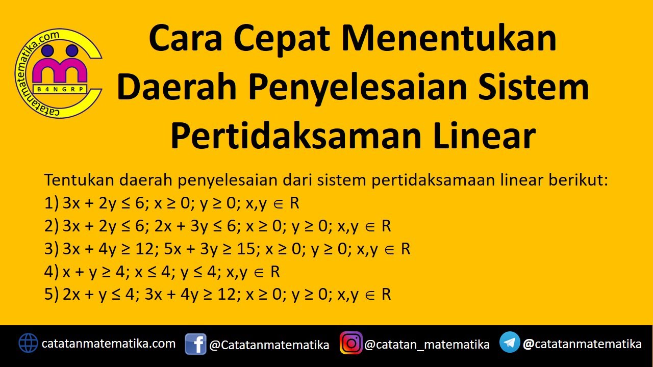 Cara Cepat Menentukan Daerah Penyelesaian Sistem Pertidaksamaan Linear Dua Variabel